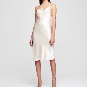 LAGENCE | Jodie Silk White Satin Midi Dress